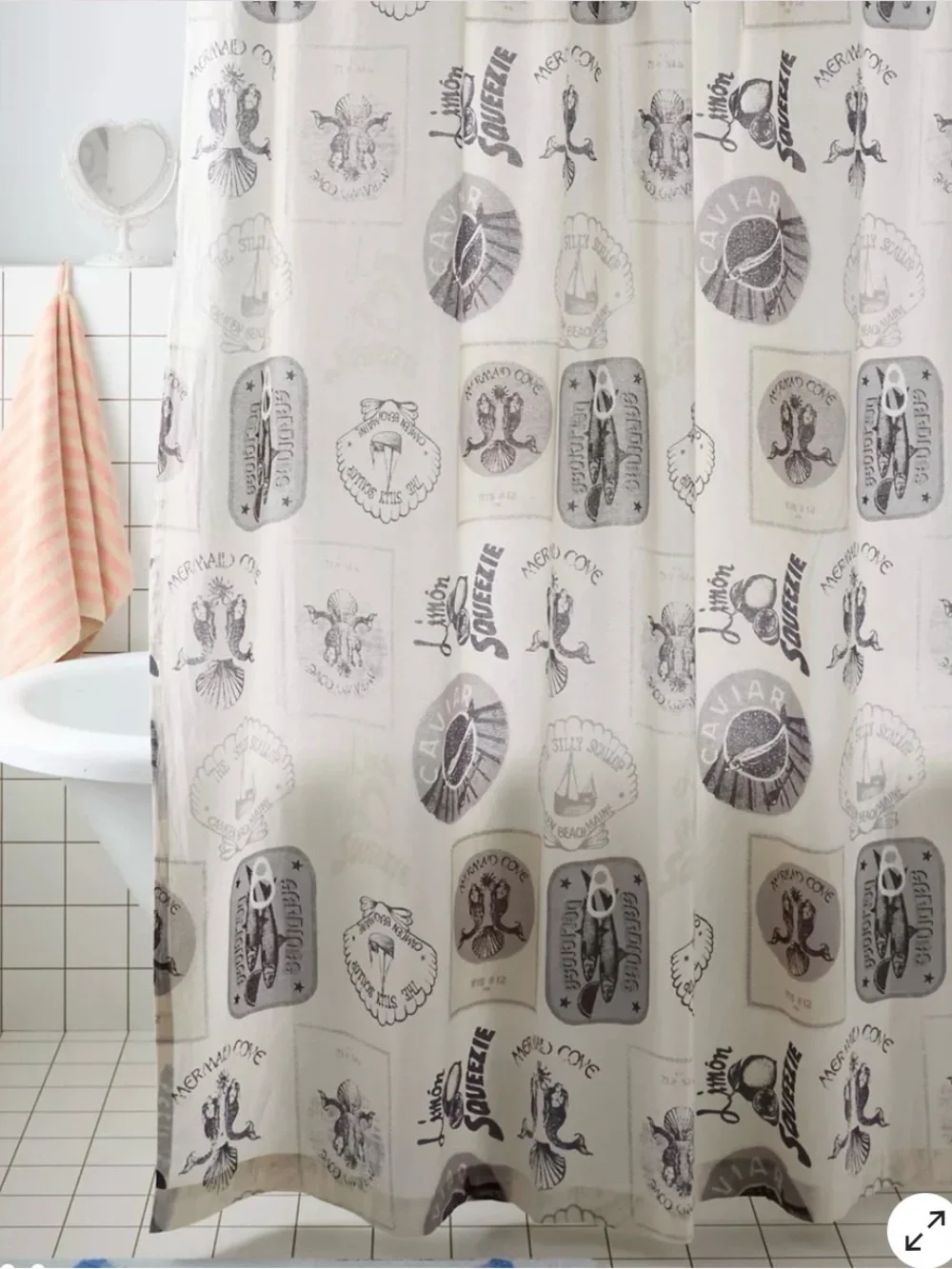 Urban Outfitters Coastal Vibes Patterned Shower Curtain
